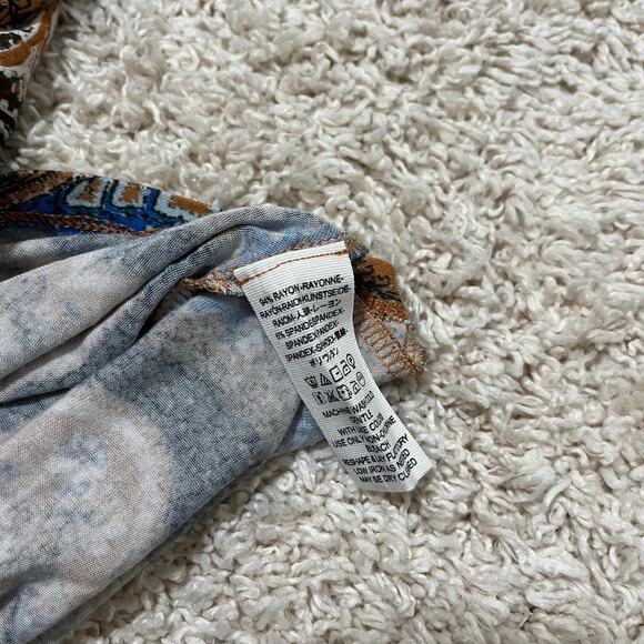 Free People XS Eclipse Combo Paisley Pattern Turtleneck Dolman Chase Me Top - Picture 6 of 7